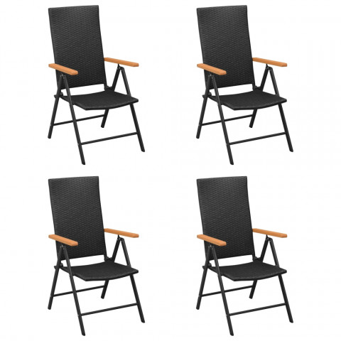 Chaises de jardin 4 pcs résine tressée noir