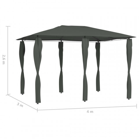 Belvédère avec paroi latérale 3x4x2,6 m 160 g/m² - Couleur au choix