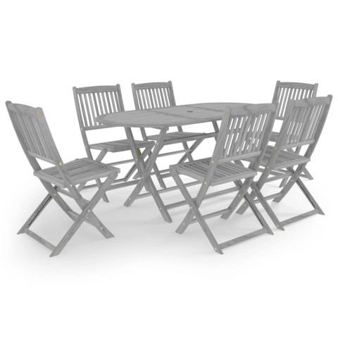 Mobilier à dîner de jardin 7 pcs bois d'acacia massif gris