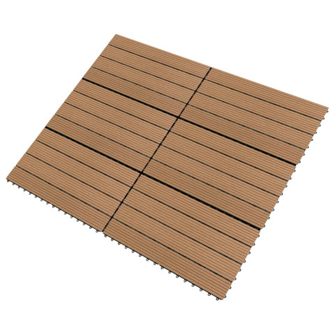 Carreaux de terrasse 6 pcs wpc 60x30 cm 1,08 m² marron