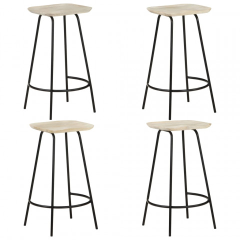 Tabourets de bar 4 pcs bois de manguier massif