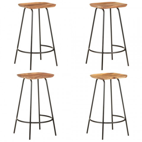 Tabourets de bar 4 pcs bois d'acacia solide