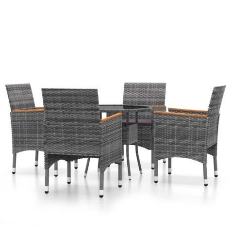 Mobilier de salle à manger de jardin 5 pcs résine tressée gris