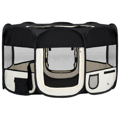 Parc pliable pour chien avec sac de transport noir 145x145x61cm