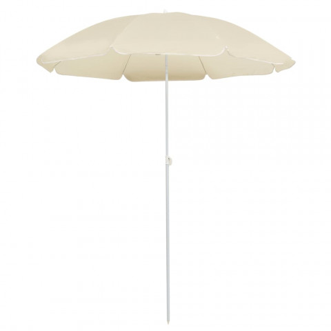 Parasol d'extérieur avec mât en acier sable 180 cm