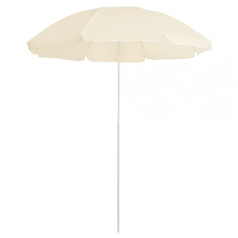 Parasol d'extérieur avec mât en acier sable 180 cm