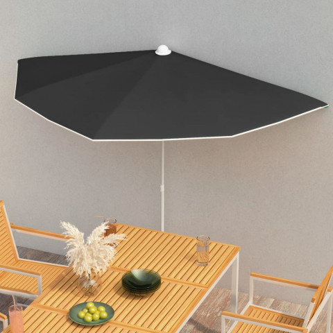 Demi-parasol de jardin avec mât 180x90 cm - Couleur au choix