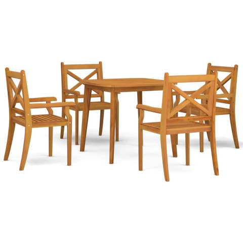 Ensemble de salle à manger de jardin 5 pcs bois d'acacia solide