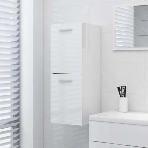 Armoire de salle de bain blanc brillant 30x30x80 cm aggloméré
