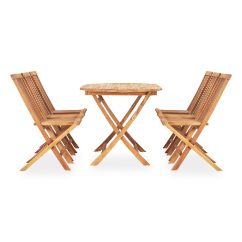 Mobilier à dîner d'extérieur pliable 7 pcs bois solide de teck