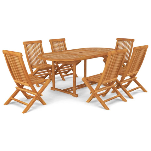 Salon de jardin 7 pcs bois de teck massif