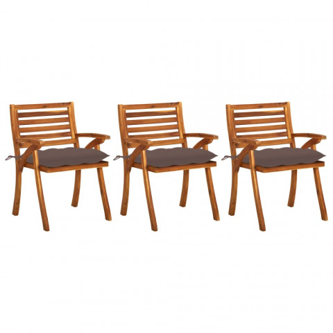 Chaises à dîner de jardin 3 pcs acacia massif - Couleur des coussins au choix