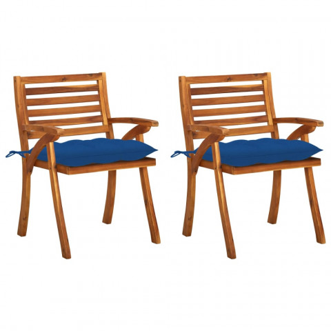 Chaises à dîner de jardin 2 pcs acacia massif - Couleur des coussins au choix