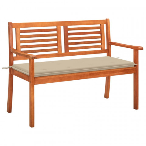 Banc de jardin 2 places avec coussin 120 cm bois d'eucalyptus - Couleur au choix