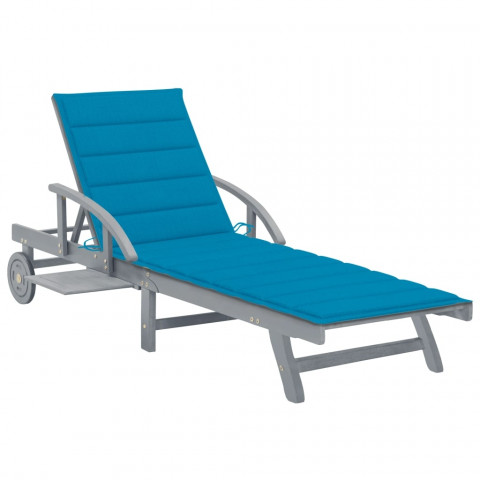 Chaise longue de jardin avec coussin bois d'acacia solide - Couleur au choix