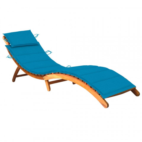 Chaise longue de jardin avec coussin bois d'acacia solide