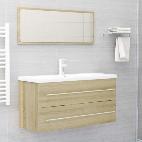 Ensemble de meubles de salle de bain 2 pcs - 100 x 38,5 x 48 cm aggloméré - Couleur au choix