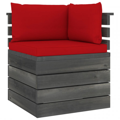 Canapé d'angle palette de jardin bois de pin avec coussin - Couleur des coussins au choix