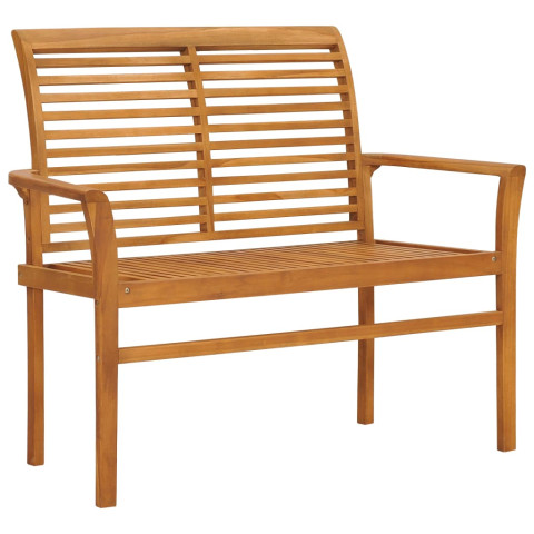 Banc de jardin meuble de patio d'extérieur terrasse et coussin bleu royal 112 x 55 x 94 cm bois de teck massif 