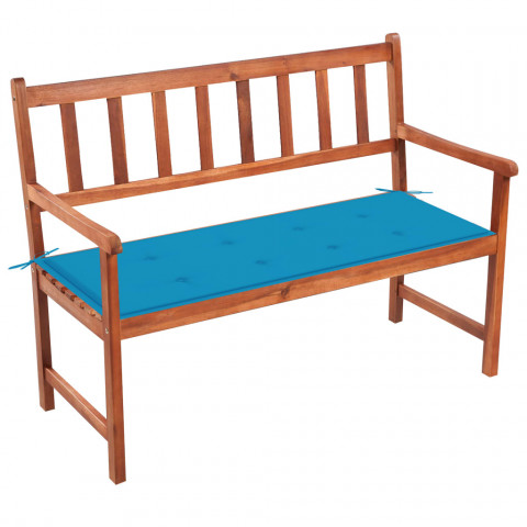 Banc de jardin avec coussin 120 cm bois d'acacia massif - Bleu