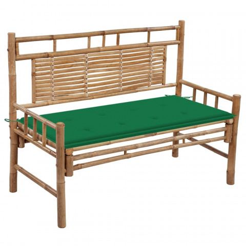 Banc de jardin avec coussin 120 cm bambou