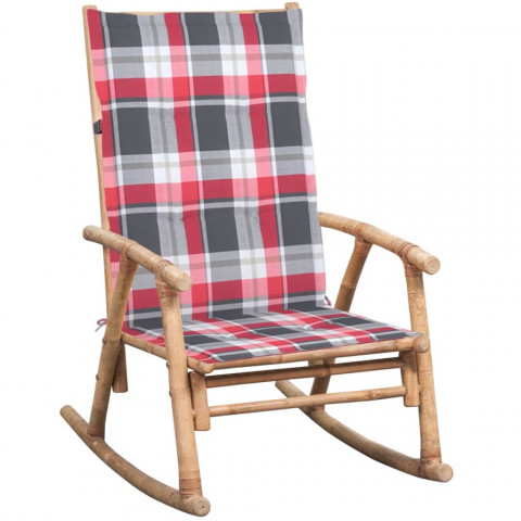 Chaise à bascule avec coussin bambou - Couleur des coussins au choix