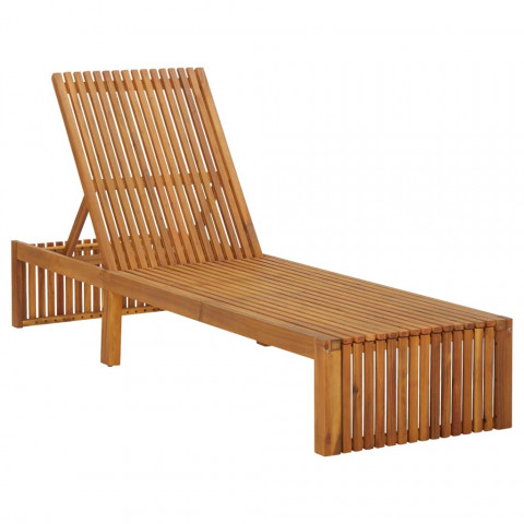 Chaise longue avec coussin bois d'acacia solide - Couleur au choix