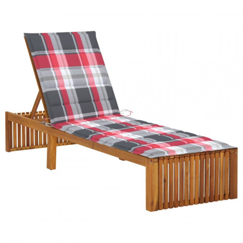 Chaise longue avec coussin bois d'acacia solide - Couleur au choix