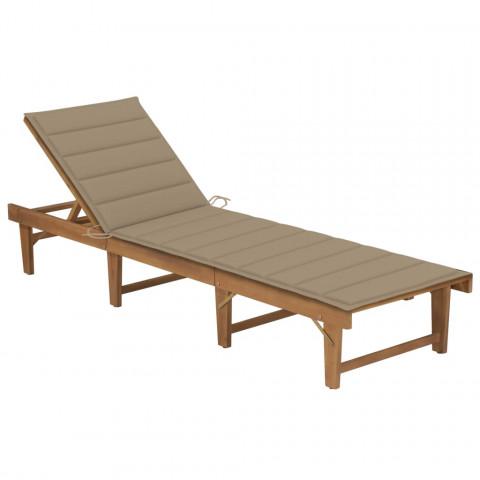 Chaise longue pliable avec coussin bois d'acacia solide