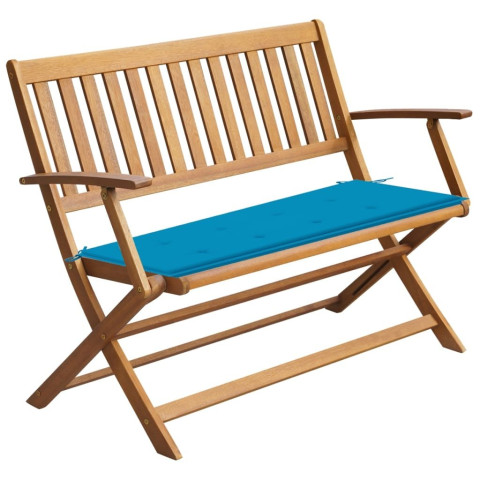 Banc de jardin d'extérieur terrasse avec coussin 120 cm bois d'acacia massif - Couleur au choix