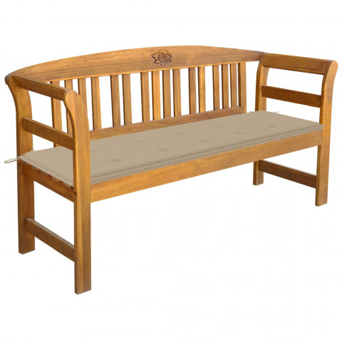 Banc de jardin avec coussin 157 cm bois d'acacia massif - Beige