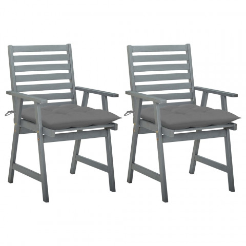 Chaises à dîner d'extérieur 2 pcs avec coussins acacia massif - Couleur au choix