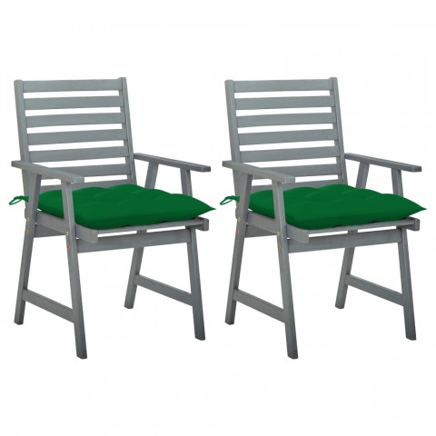 Chaises à dîner d'extérieur 2 pcs avec coussins acacia massif - Couleur au choix