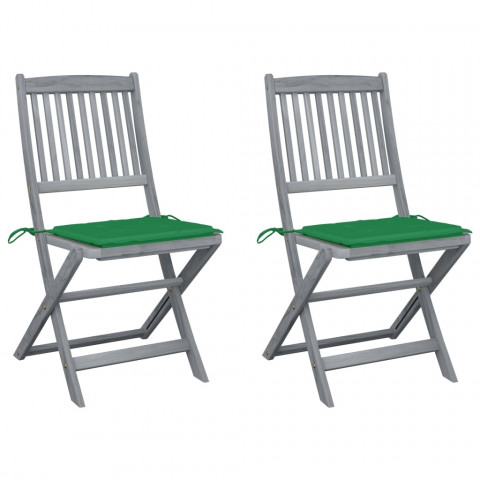 Chaises pliables d'extérieur avec coussins bois d'acacia - Couleur et nombre de places au choix