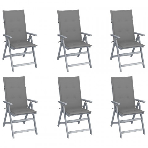 Chaises inclinables de jardin avec coussins bois d'acacia - Couleur et nombre de places au choix