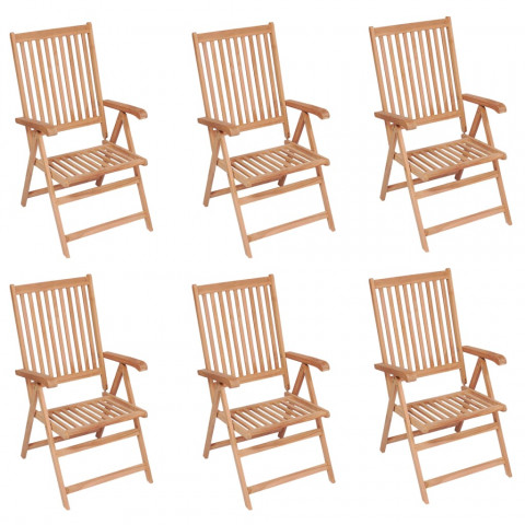 Chaises inclinables de jardin 6 pcs bois de teck solide