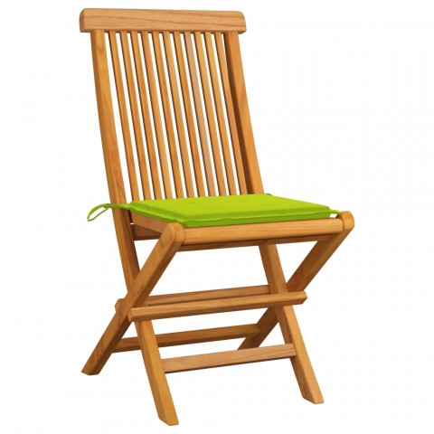 Chaises de jardin bois de teck massif avec coussins 6 pcs - Couleur au choix