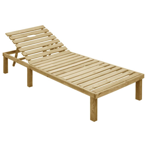 Transat chaise longue bain de soleil lit de jardin terrasse meuble d'extérieur avec coussin anthracite bois de pin imprégné helloshop26 02_0012283