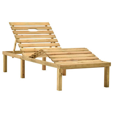 Transat chaise longue bain de soleil lit de jardin terrasse meuble d'extérieur avec coussin vert bois de pin imprégné helloshop26 02_0012539