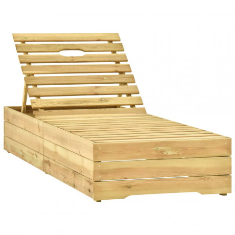 Chaise longue avec coussin taupe bois de pin imprégné