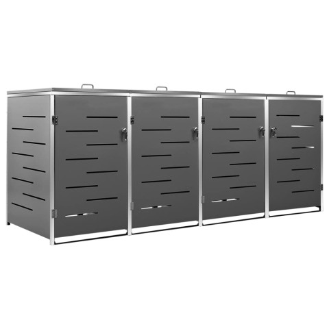 Abri pour quatre poubelles 276,5x77,5x115,5 cm inox