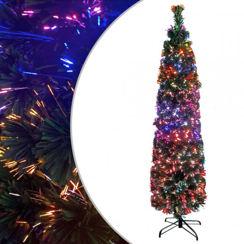 Arbre de noël artificiel mince et support 150 cm fibre optique