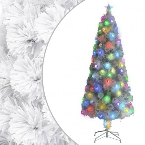 Sapin de noël artificiel avec led blanc 240 cm fibre optique