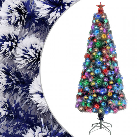 Sapin de noël artificiel led blanc et bleu 180 cm fibre optique