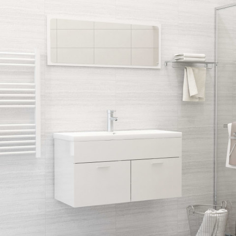 Ensemble de meubles de salle de bain blanc brillant aggloméré