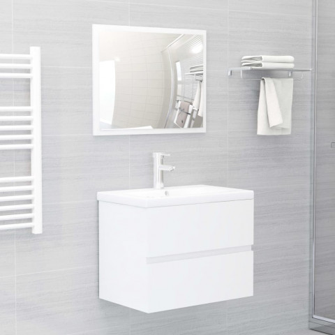 Ensemble de meubles de salle de bain blanc brillant aggloméré