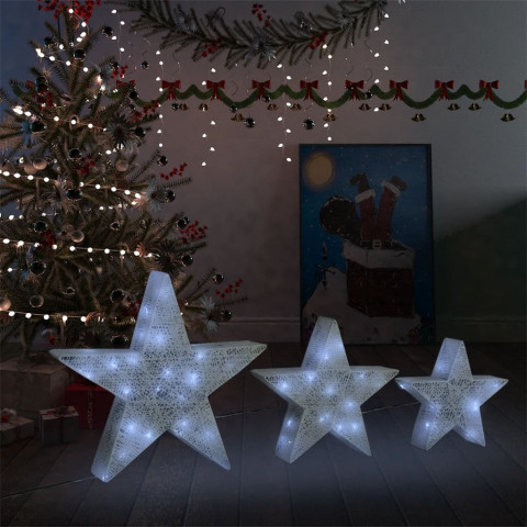  Étoile de décoration de Noël 3pcs Blanc LED Extérieur Intérieur