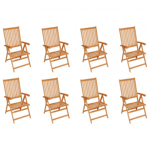 Chaises inclinables de jardin 8 pcs bois de teck solide