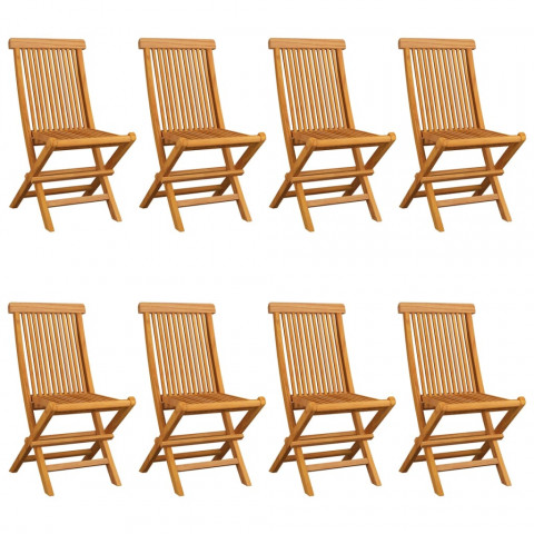 Chaises de jardin avec coussins 8 pcs teck massif - Couleur au choix