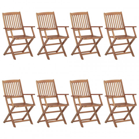 Chaises pliables d'extérieur 8 pcs bois d'acacia solide